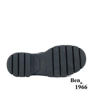 Ben&1966高級頭層牛皮側拉鍊造型短靴-黑(237241)