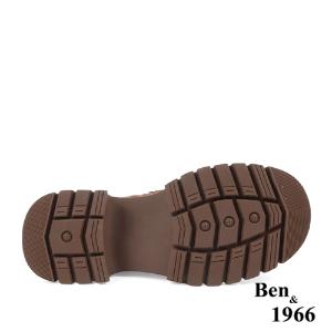 Ben&1966高級頭層牛皮綁帶厚底個性短靴-咖啡(237271)
