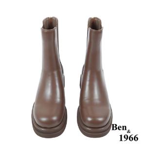 Ben&1966高級頭層牛皮素面質感短靴-咖啡(237222)