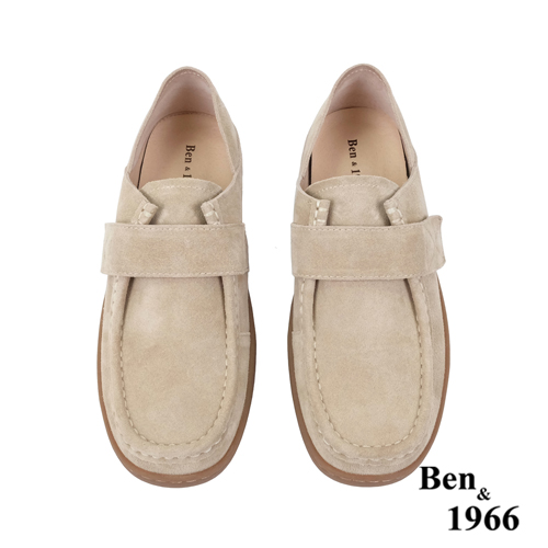 Ben&1966高級牛猄皮文青感舒適兩穿圓頭包鞋-奶茶杏(238142)