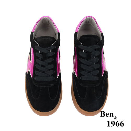 Ben&1966高級牛皮復古酷炫休閒鞋-黑(238101)