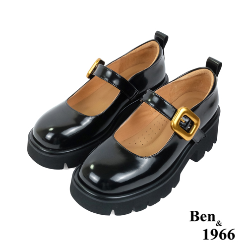 Ben&1966高級頭層牛皮個性厚底瑪麗珍鞋-黑(238091)
