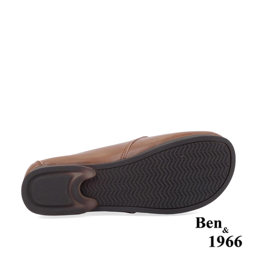 Ben&1966高級頭層牛皮文青感圓頭踝靴-咖啡(238161)