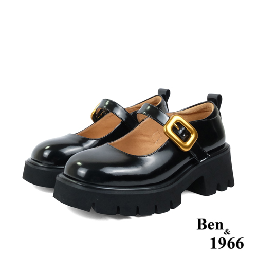 Ben&1966高級頭層牛皮個性厚底瑪麗珍鞋-黑(238091)