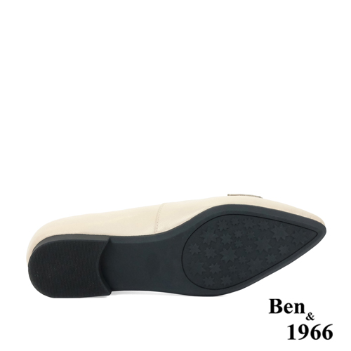 Ben&1966高級頭層牛皮尖頭質感編織包鞋-奶茶杏(238072)