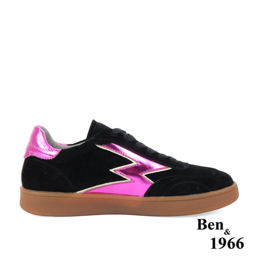 Ben&1966高級牛皮復古酷炫休閒鞋-黑(238101)