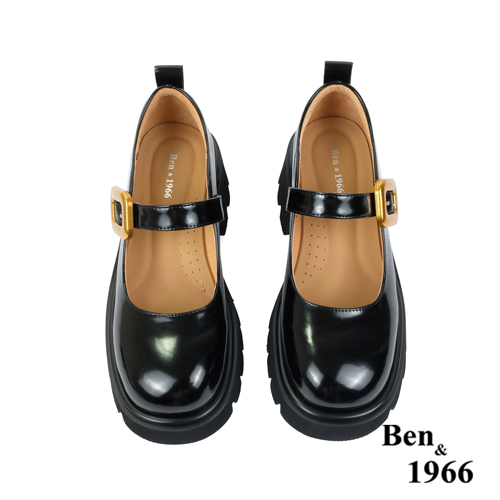 Ben&1966高級頭層牛皮個性厚底瑪麗珍鞋-黑(238091)