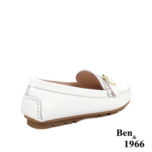 Ben&1966高級頭層牛皮舒適橡膠底樂福鞋-白(238172)