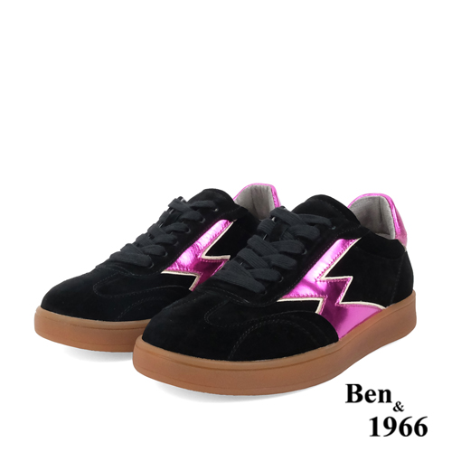 Ben&1966高級牛皮復古酷炫休閒鞋-黑(238101)