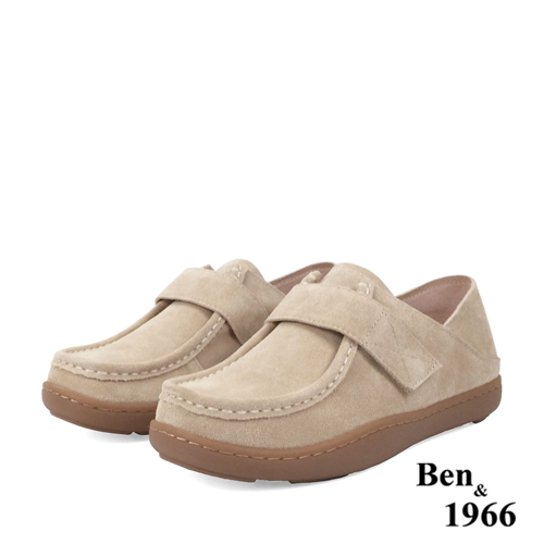 Ben&1966高級牛猄皮文青感舒適兩穿圓頭包鞋-奶茶杏(238142)