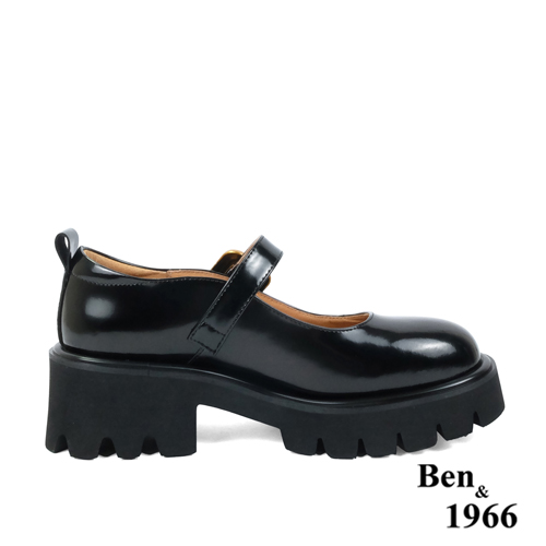 Ben&1966高級頭層牛皮個性厚底瑪麗珍鞋-黑(238091)