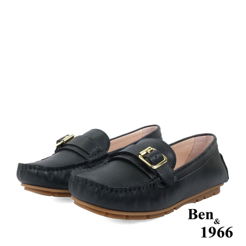 Ben&1966高級頭層牛皮舒適橡膠底樂福鞋-黑(238171)