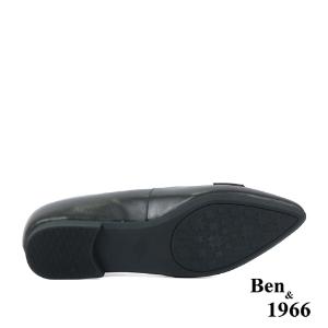 Ben&1966高級頭層牛皮尖頭質感編織包鞋-黑(238071)