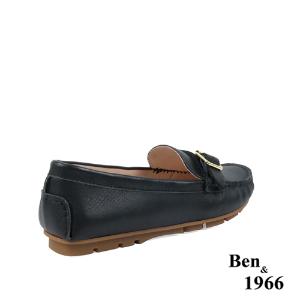 Ben&1966高級頭層牛皮舒適橡膠底樂福鞋-黑(238171)