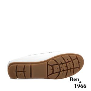 Ben&1966高級頭層牛皮舒適橡膠底樂福鞋-白(238172)