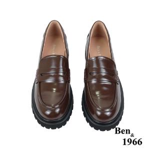 Ben&1966高級牛皮鋸齒厚底個性樂福鞋-咖啡(238122)