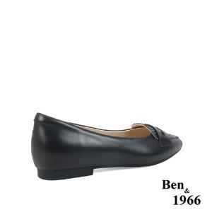 Ben&1966高級頭層牛皮尖頭質感編織包鞋-黑(238071)