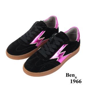 Ben&1966高級牛皮復古酷炫休閒鞋-黑(238101)