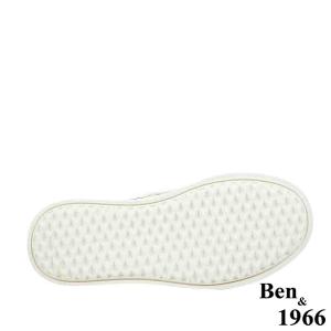 Ben&1966高級絲綢羊皮可愛鬚鬚綁帶厚底休閒鞋-米白(238112)