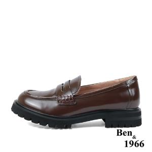 Ben&1966高級牛皮鋸齒厚底個性樂福鞋-咖啡(238122)