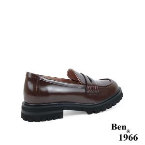 Ben&1966高級牛皮鋸齒厚底個性樂福鞋-咖啡(238122)