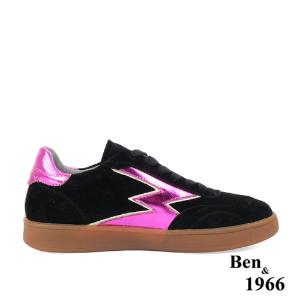Ben&1966高級牛皮復古酷炫休閒鞋-黑(238101)