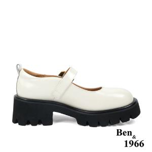 Ben&1966高級頭層牛皮個性厚底瑪麗珍鞋-米白(238092)