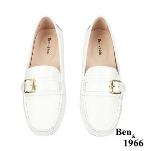 Ben&1966高級頭層牛皮舒適橡膠底樂福鞋-白(238172)