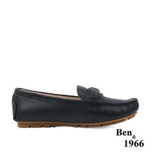 Ben&1966高級頭層牛皮舒適橡膠底樂福鞋-黑(238171)