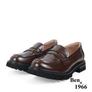 Ben&1966高級牛皮鋸齒厚底個性樂福鞋-咖啡(238122)