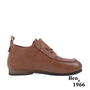 Ben&1966高級頭層牛皮文青感圓頭踝靴-咖啡(238161)