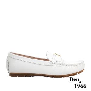 Ben&1966高級頭層牛皮舒適橡膠底樂福鞋-白(238172)