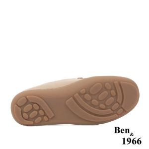 Ben&1966高級摔紋牛皮文青感舒適兩穿圓頭包鞋-奶茶杏(238131)