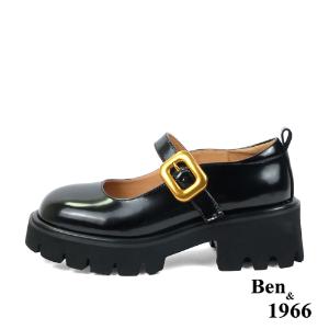 Ben&1966高級頭層牛皮個性厚底瑪麗珍鞋-黑(238091)