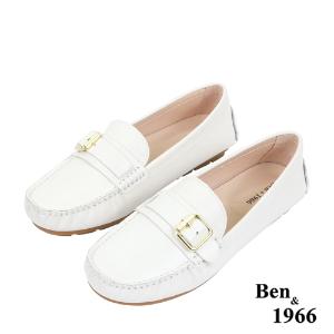 Ben&1966高級頭層牛皮舒適橡膠底樂福鞋-白(238172)