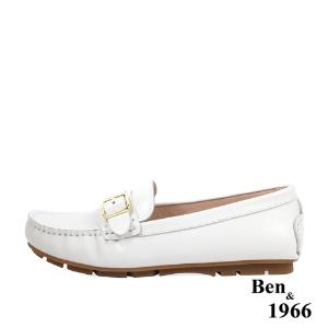 Ben&1966高級頭層牛皮舒適橡膠底樂福鞋-白(238172)