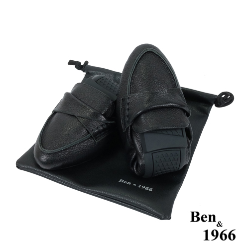Ben&1966高級植鞣羊皮簡約舒適摺疊鞋-黑(2380011)