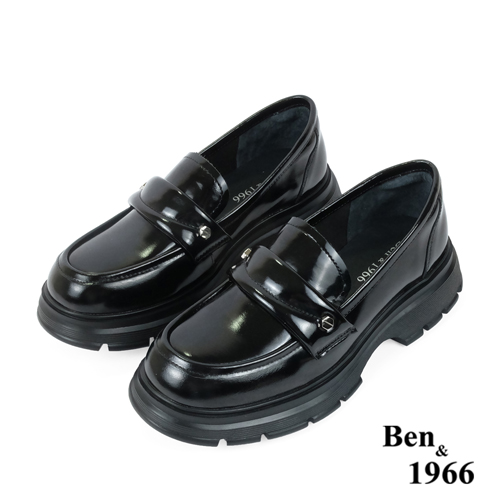Ben&1966高級牛油皮學院風樂福鞋-黑(238211)