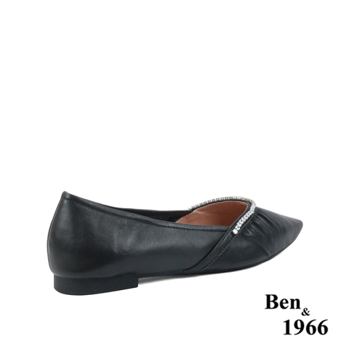 Ben&1966高級羊皮時尚水鑽摺疊鞋-黑(2380031)