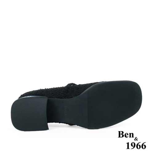 Ben&1966高級毛呢拼接牛皮氣質瑪莉珍鞋-黑(238221)