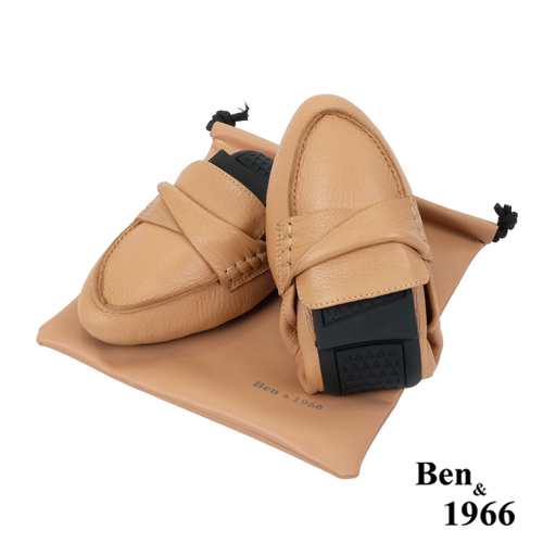 Ben&1966高級植鞣羊皮簡約舒適摺疊鞋-駝(2380012)
