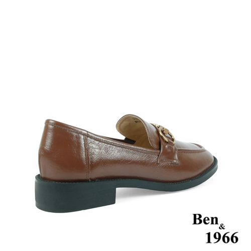Ben&1966高級牛油皮馬銜扣中性復古樂福鞋-咖啡(238253)