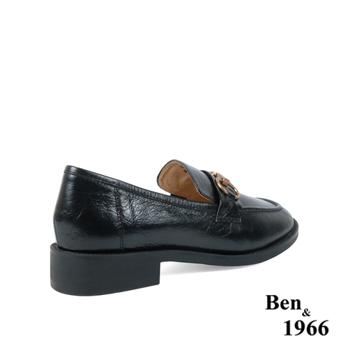 Ben&1966高級牛油皮馬銜扣中性復古樂福鞋-黑(238251)