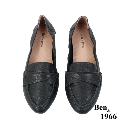 Ben&1966高級植鞣羊皮簡約舒適摺疊鞋-黑(2380011)