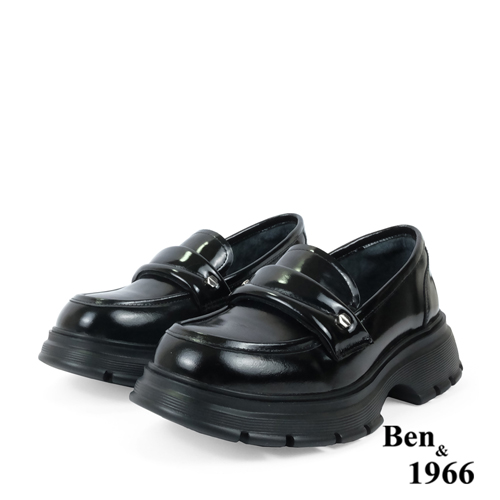 Ben&1966高級牛油皮學院風樂福鞋-黑(238211)