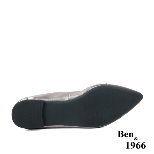 Ben&1966高級羊皮拼接金屬感優雅摺疊鞋-銀(2380021)