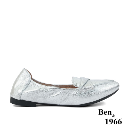 Ben&1966高級植鞣羊皮簡約舒適摺疊鞋-銀(2380013)