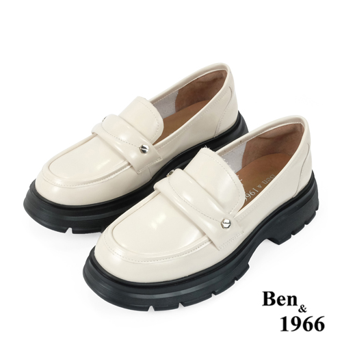 Ben&1966高級牛油皮學院風樂福鞋-米白(238212)