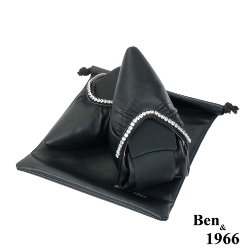 Ben&1966高級羊皮時尚水鑽摺疊鞋-黑(2380031)