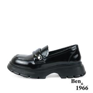 Ben&1966高級牛油皮學院風樂福鞋-黑(238211)